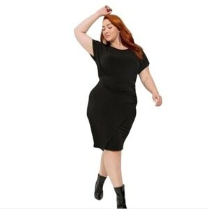 NEW Torrid Midi Dress Knit Faux Wrap 4X Party Formal NY‎ Eve Black